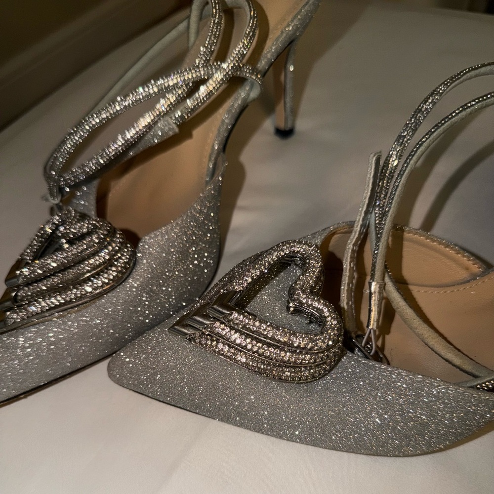 Elegant Silver Glitter Women's Heels